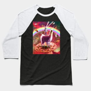 Laser Eyes Outer Space Robot Riding Llama Unicorn Baseball T-Shirt